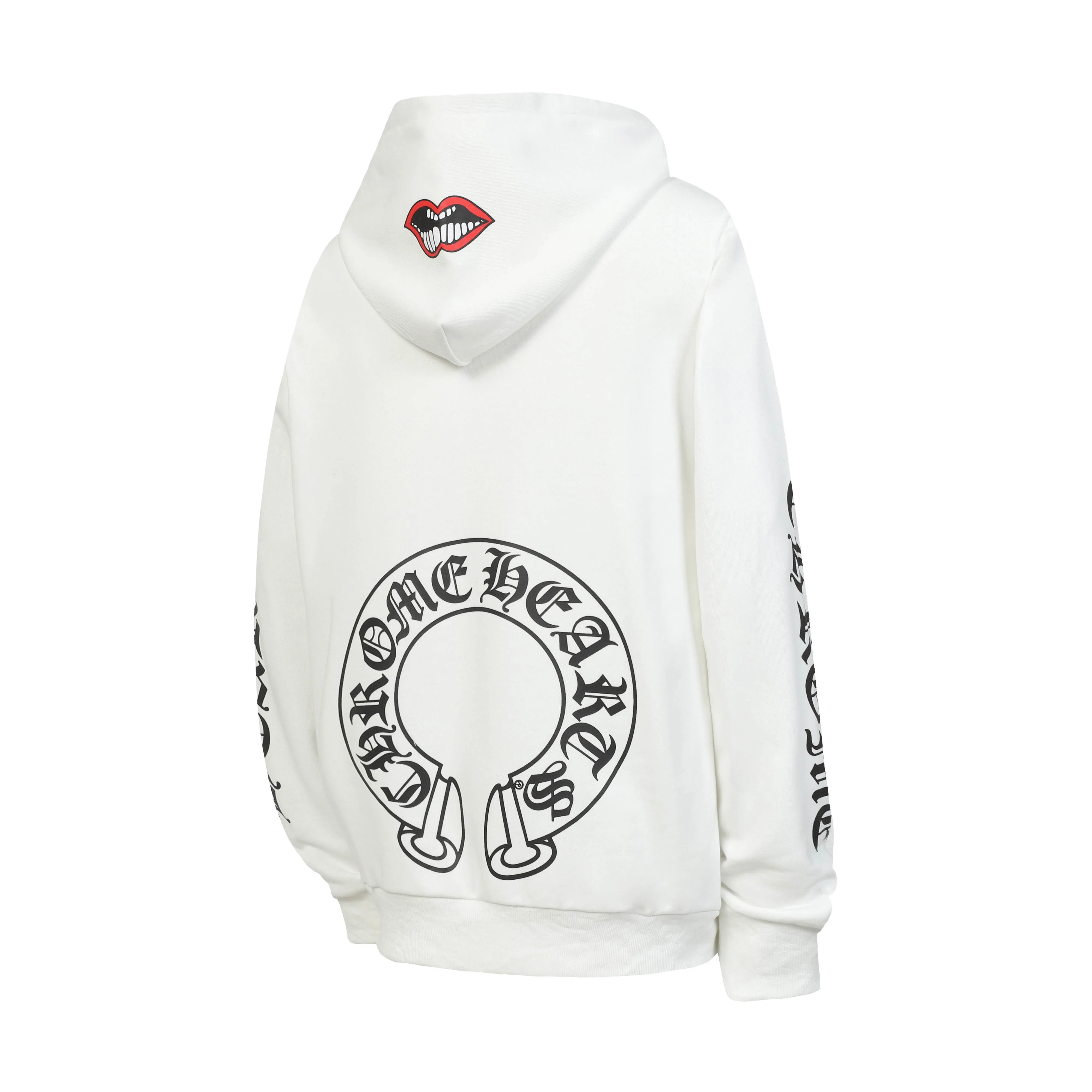 P240 Cross-border model, please do not place an order if you are pursuing quality - Chrome Hearts/Chrome Hearts Lips👄 Horseshoe Sanskrit printed hooded sweatshirt - High weight, high density, high quality, soft, delicate and skin-friendly wool, soft and silky to the touch, excellent warmth and skin-friendly properties - Custom-woven and dyed, no color difference, no matter the fabric or workmanship details, beat the ordinary version on the market - Hardware zipper accessories are all customized, full of details -Colour: black white -Size: S M L XL